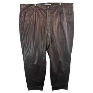 Old Navy Brown Faux Leather Straight‎ Pants Plus Size 20 Vegan Leather Trousers